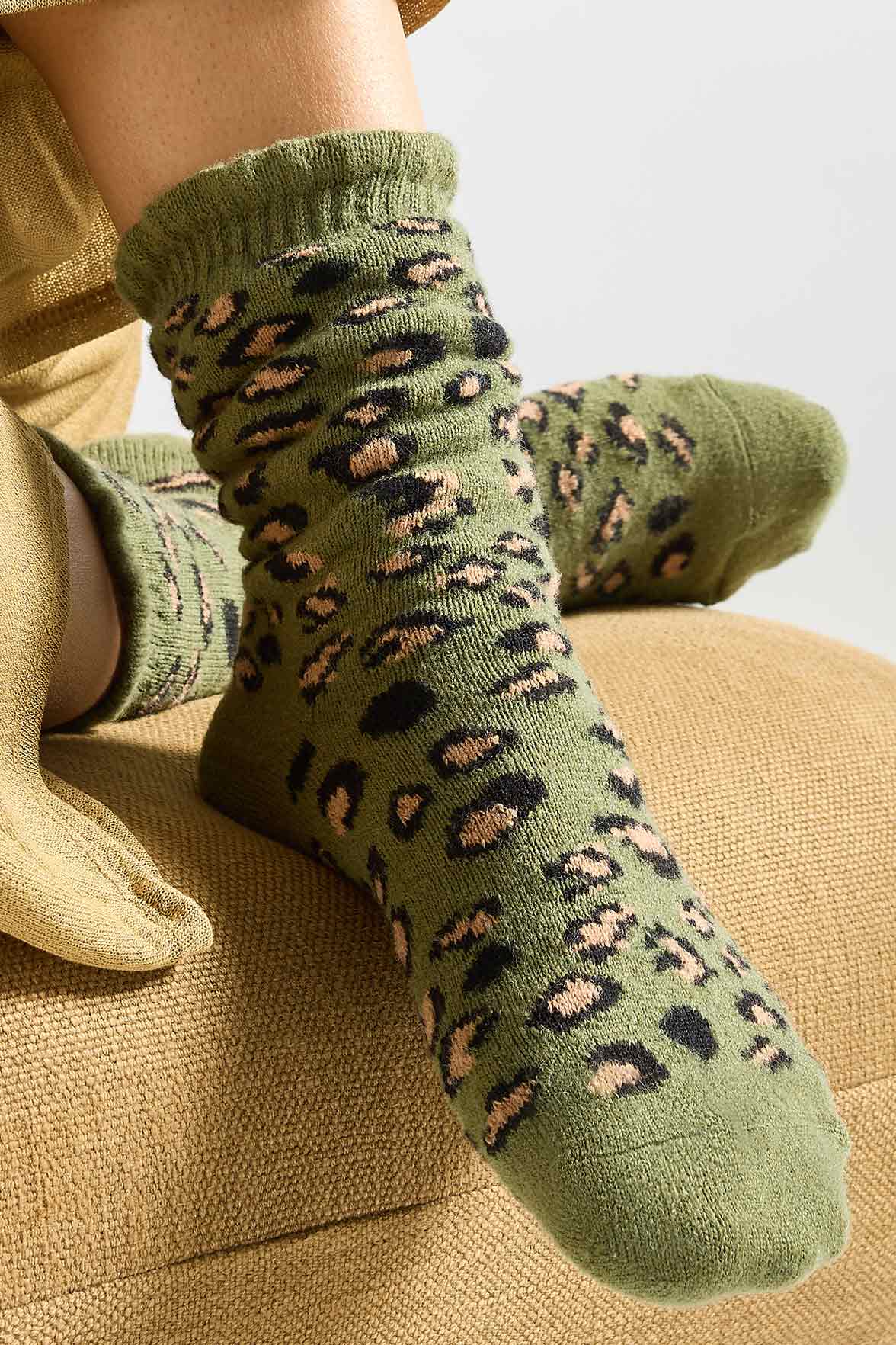 Chaussettes Fantaisie Motif Animalier - Kaki