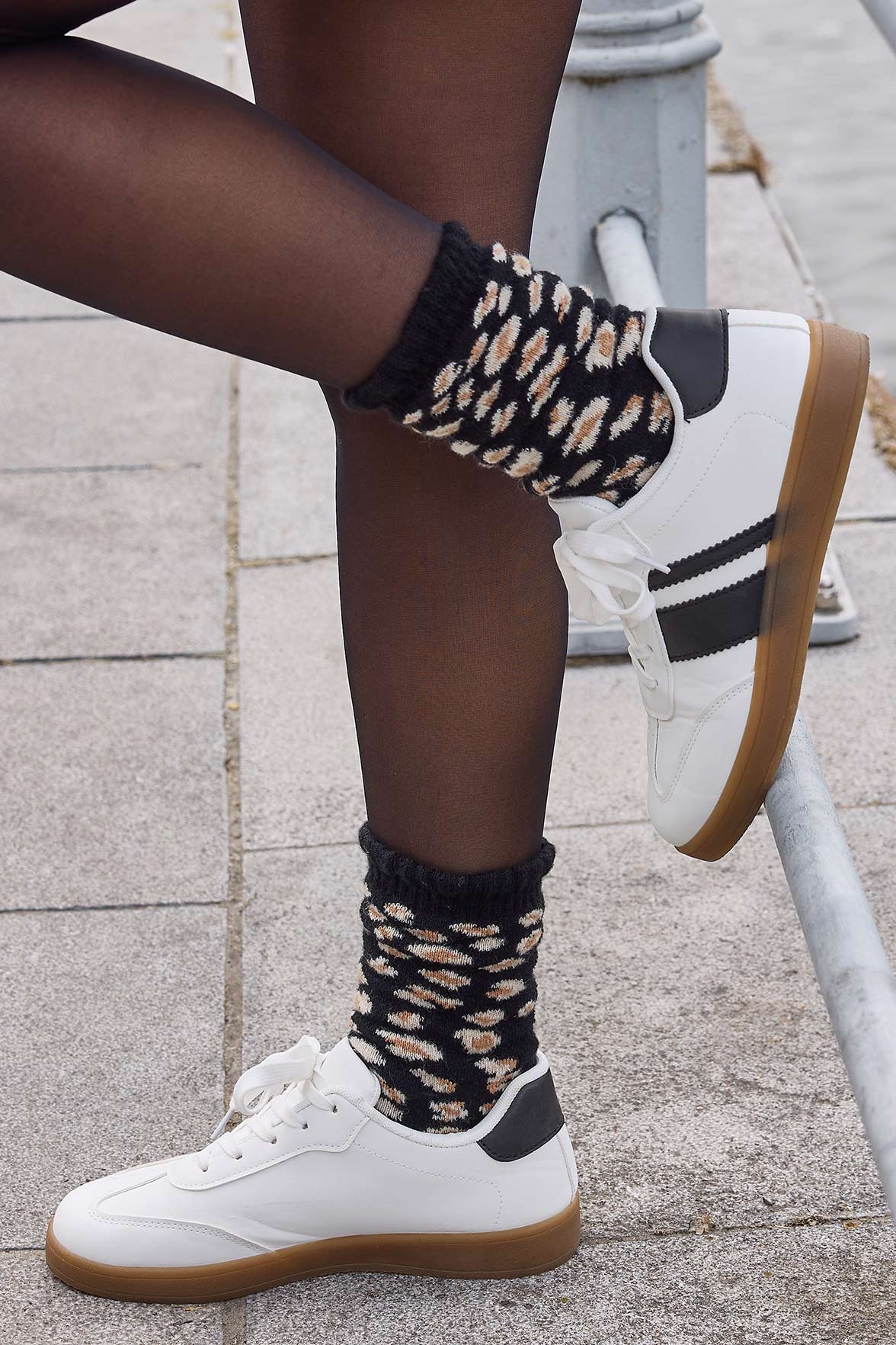 Chaussettes Fantaisie Motif Animalier - Noir