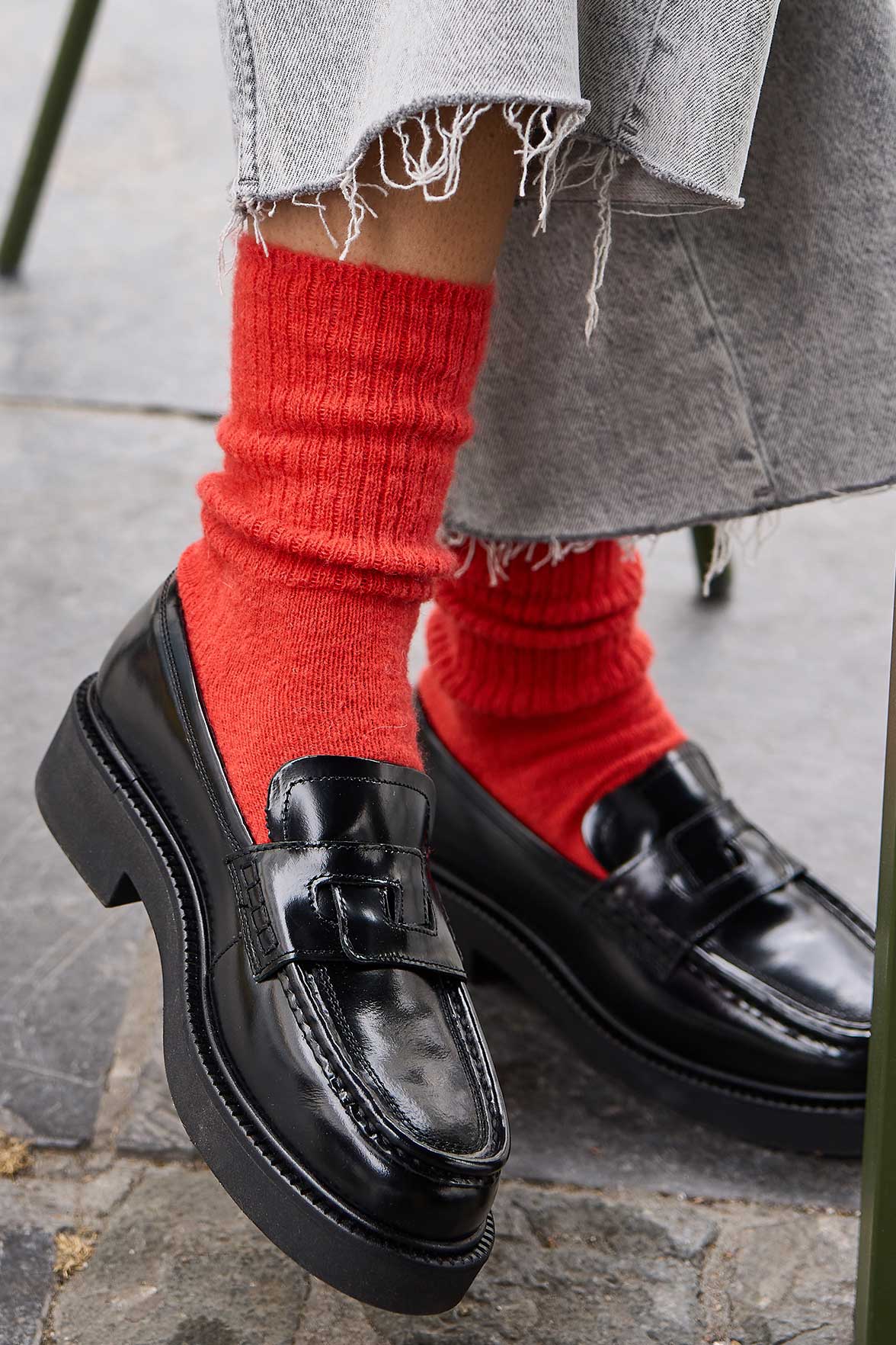 Chaussettes Fantaisie Côtelée - Acajou
