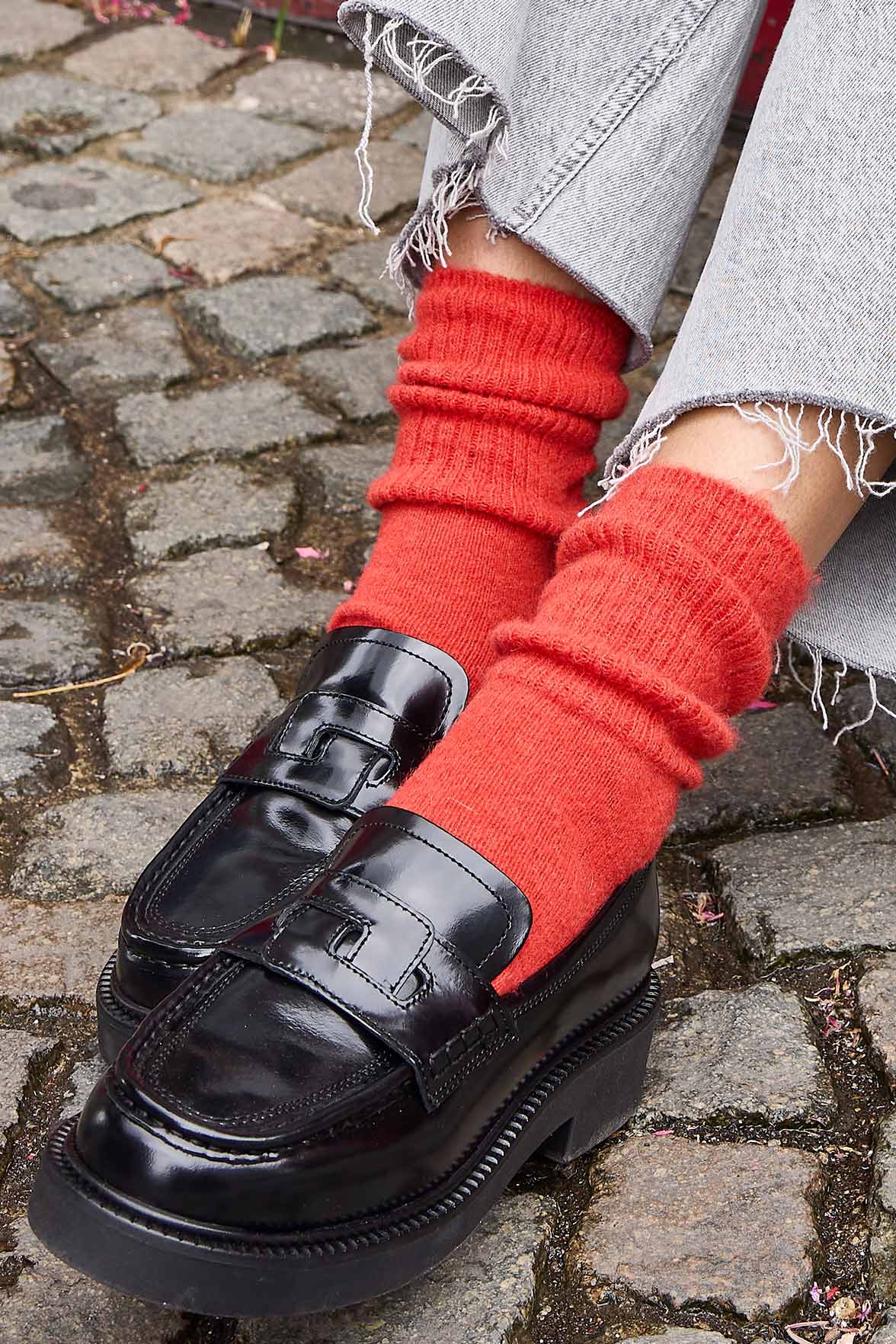 Chaussettes Fantaisie Côtelée - Acajou