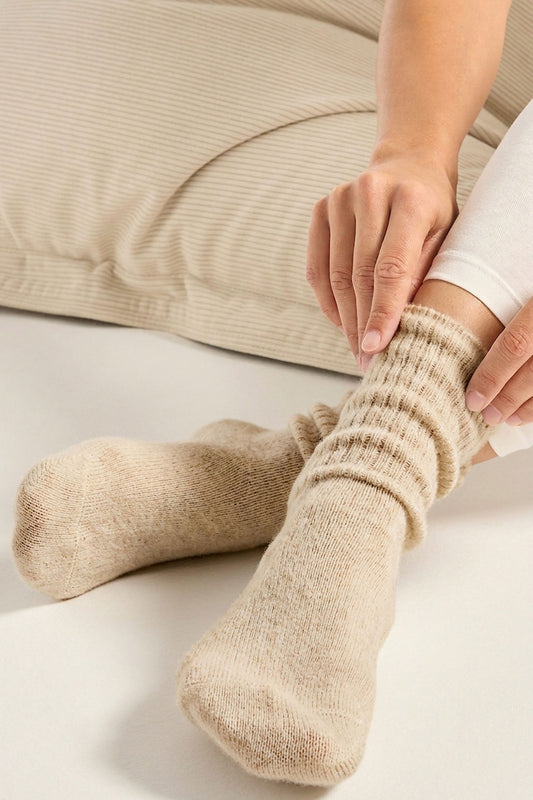 Chaussettes Fantaisie Côtelée - Beige