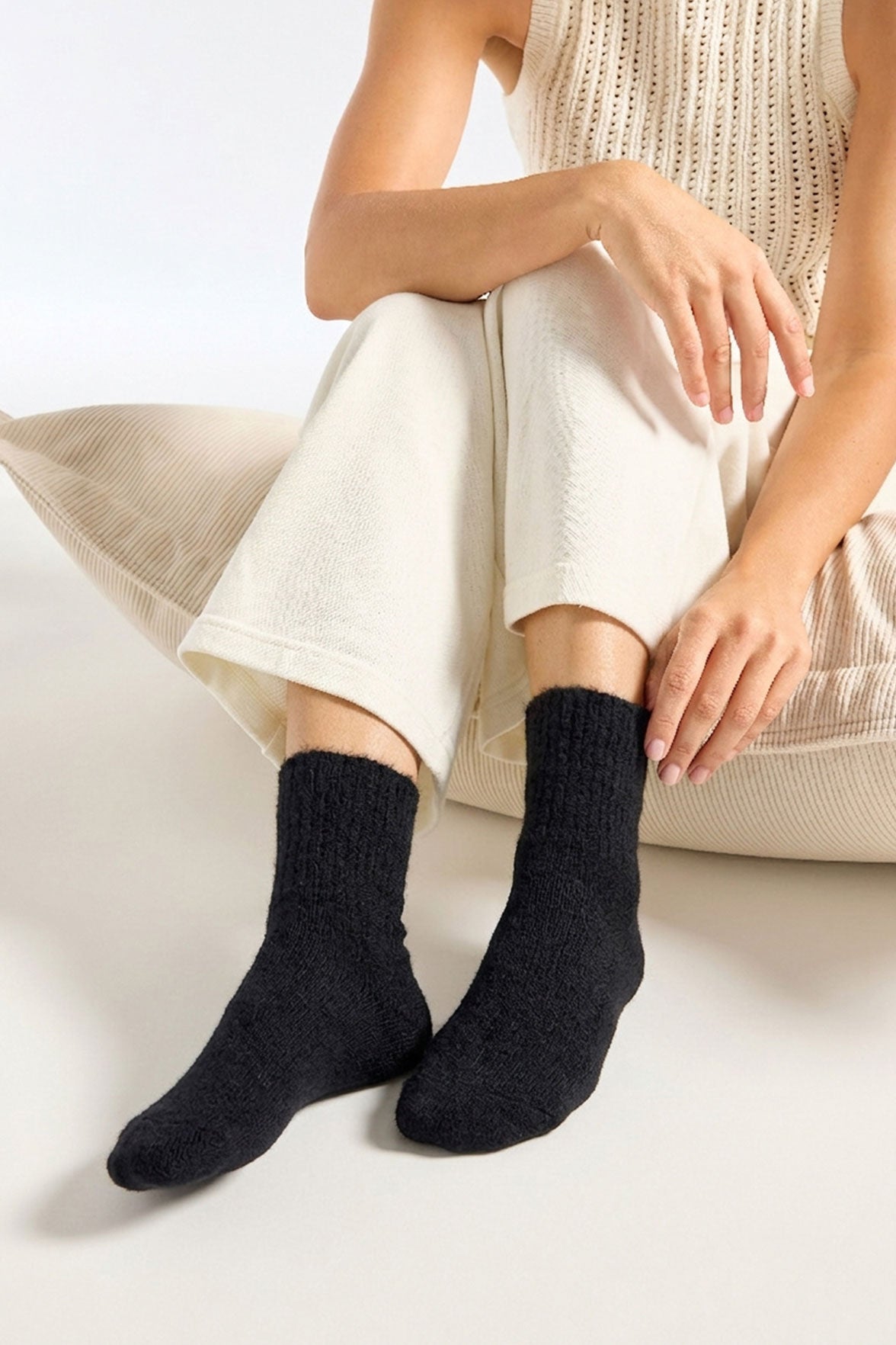 Chaussettes Fantaisie Côtelée - Noir