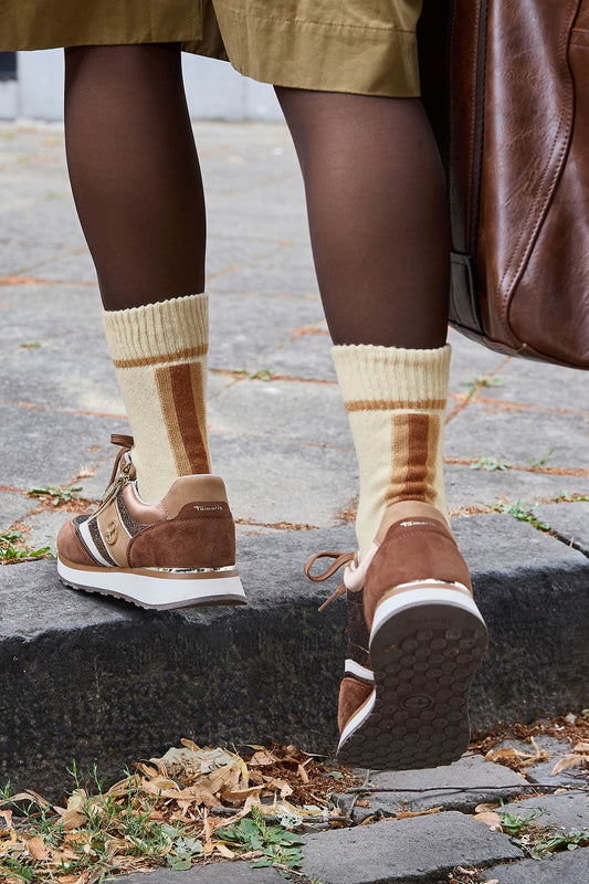 Chaussettes Fantaisie Motif Géométrique - Meringue