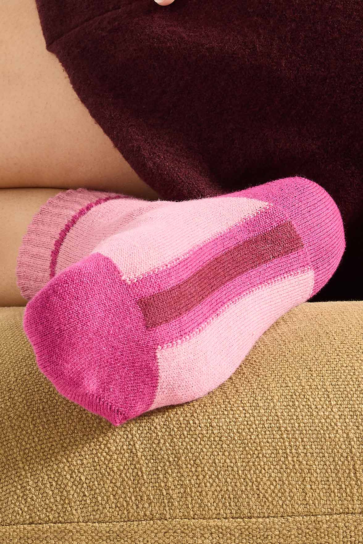 Chaussettes Fantaisie Motif Géométrique - Rose