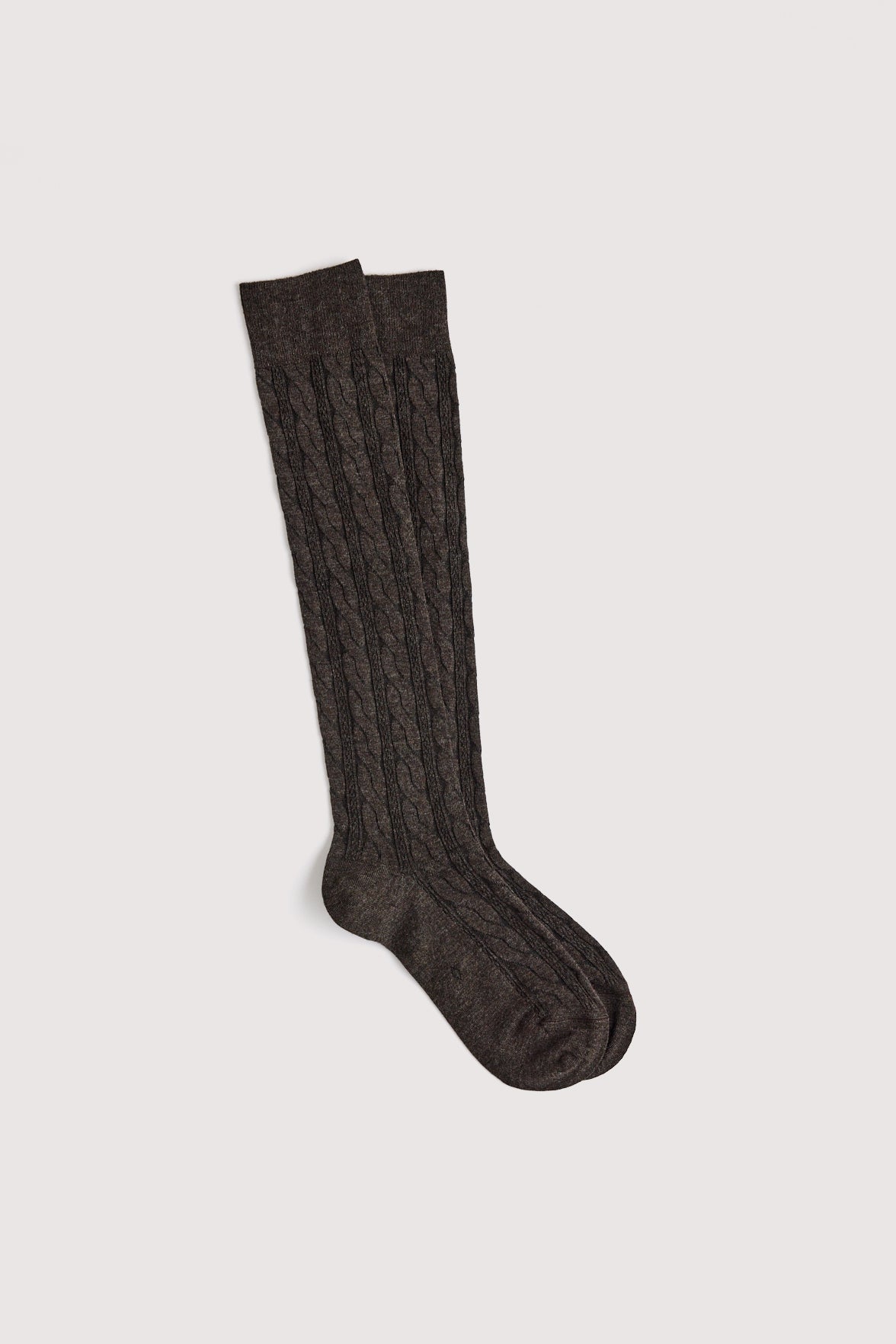 Mi-Bas Fantaisie Motif Torsades - Marron