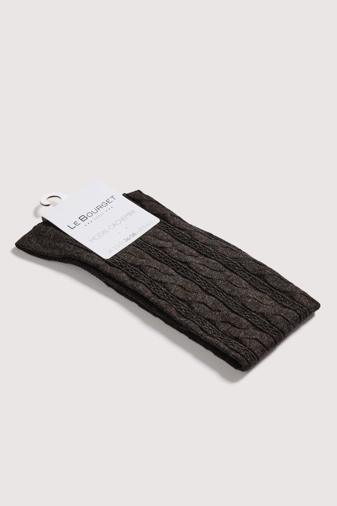 Mi-Bas Fantaisie Motif Torsades - Marron