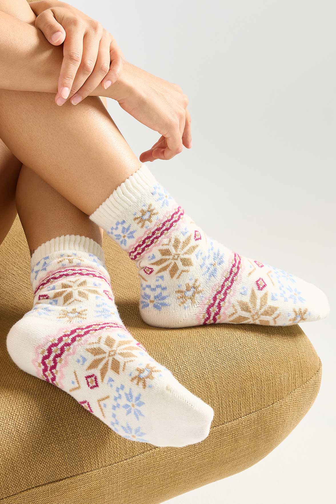 Chaussettes Fantaisie Motif Nordique - Naturel
