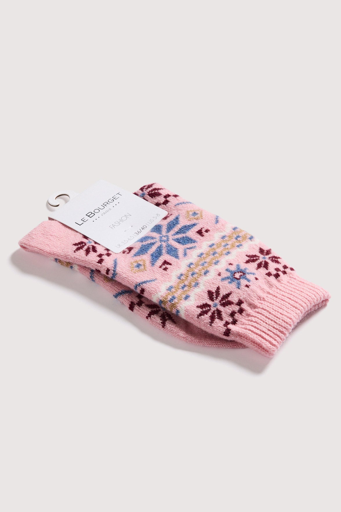 Chaussettes Fantaisie Motif Nordique - Rose