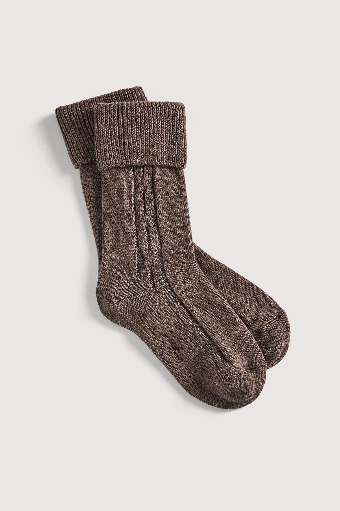 Chaussettes Torsadées avec Revers en Laine et Cachemire - Écorce