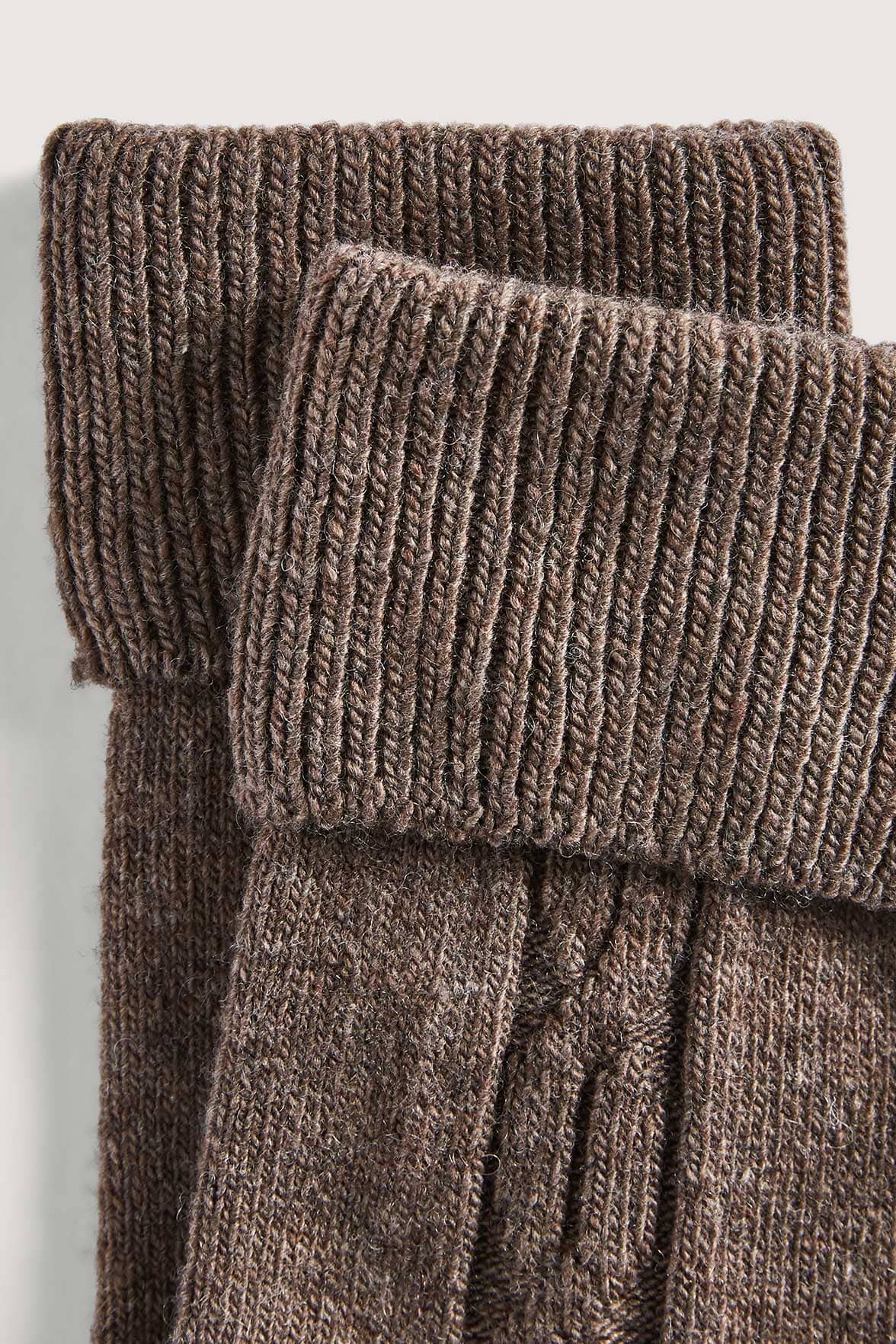 Chaussettes Torsadées avec Revers en Laine et Cachemire - Écorce