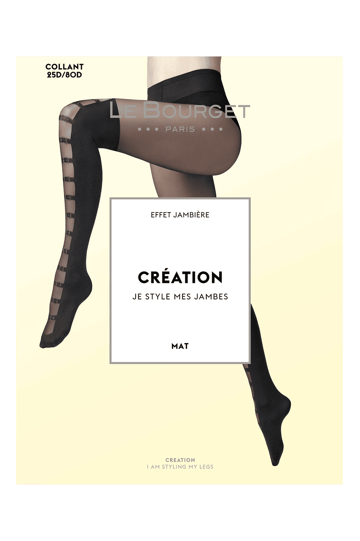 Collant Fantaisie Effet Jambière 25D/80D Création - Noir