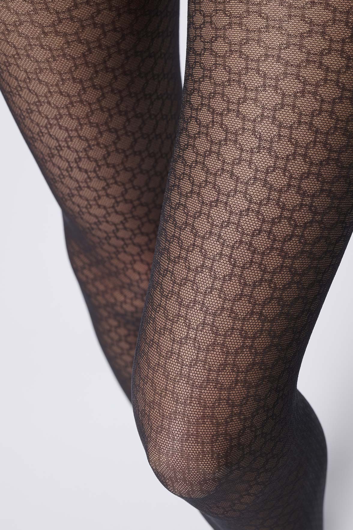 Collant Semi-Opaque Fantaisie Géométrique avec Protège-Pied Intégré 45D - Noir