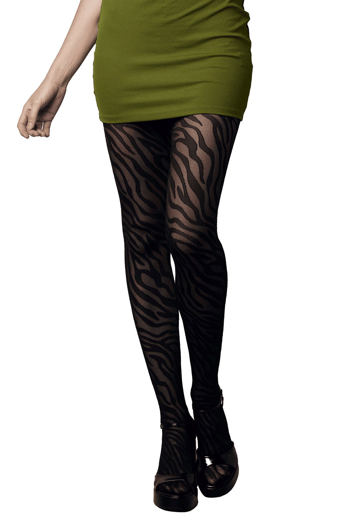 Collant Motif Animalier 30D Fashion Héléna - Noir