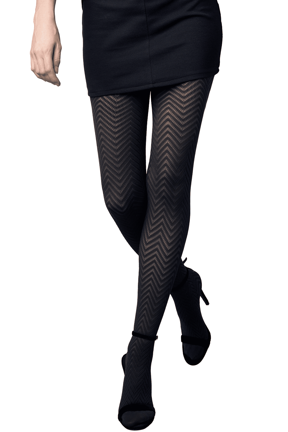 Collant Motif Chevron 45D Fashion Heather - Noir