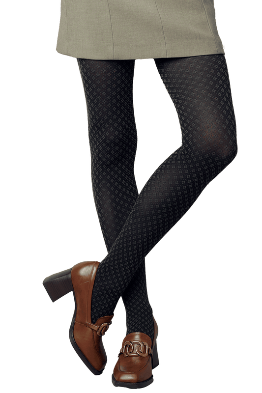 Collant Motif Géométrique 55D Fashion Honorine - Noir / Kaki