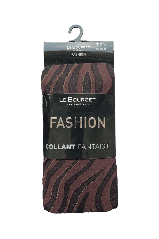 Collant Semi-Opaque Fantaisie Motif Zèbre 40D Fashion Gaïa - Chocolat