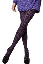 Collant Semi-Opaque Fantaisie Motif Zèbre 40D Fashion Gaïa - Prune