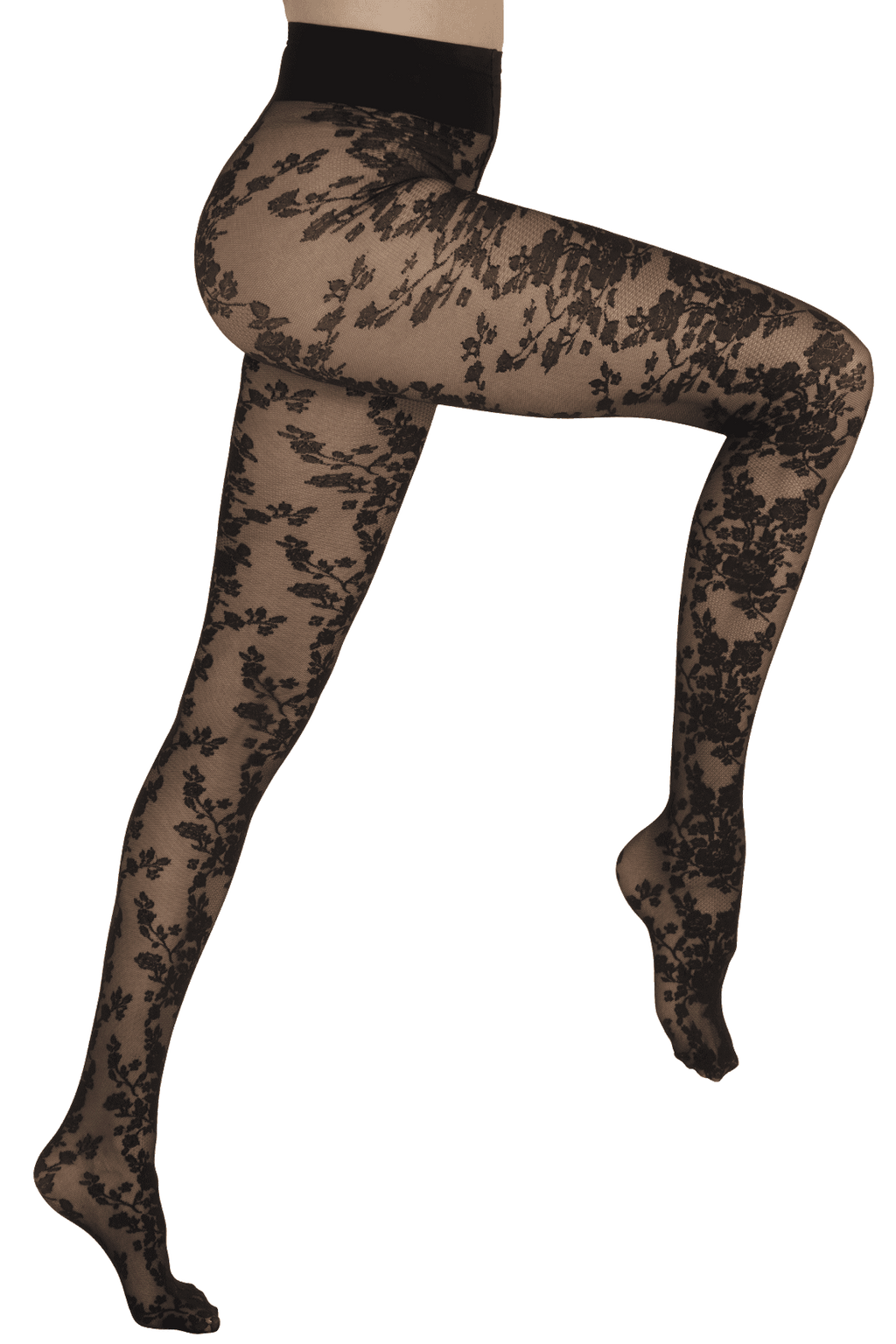 Collant Transparent 20 Deniers à Motif Dentelle Floral – Élégance