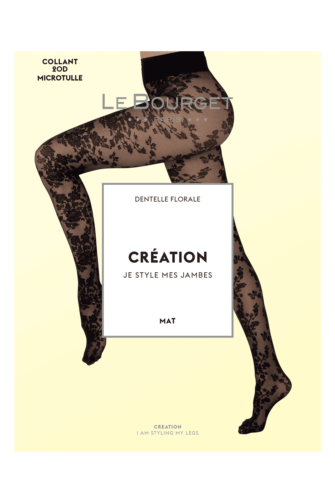 Collant Transparent Motif Dentelle Floral 20D Création - Wool