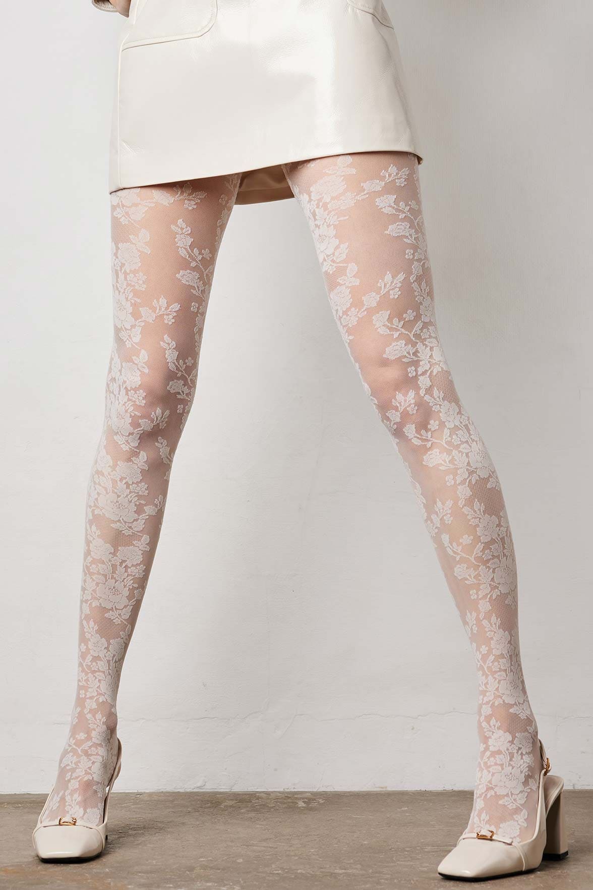 Collant Transparent Motif Dentelle Floral 20D Création - Wool