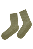 Chaussettes Fantaisies Effet de Maille Torsades - Kaki