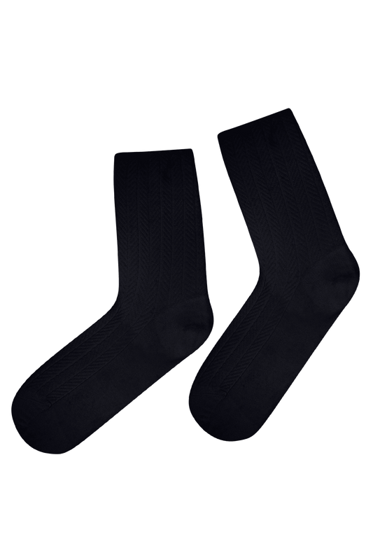 Chaussettes Fantaisies Effet de Maille Torsades - Noir