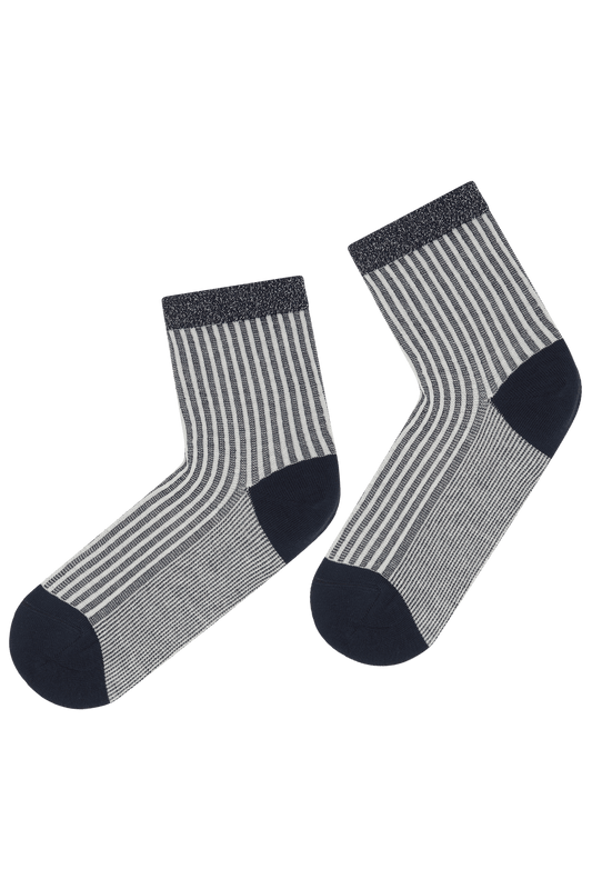 Socquettes Fantaisies Motif Rayures - Marine
