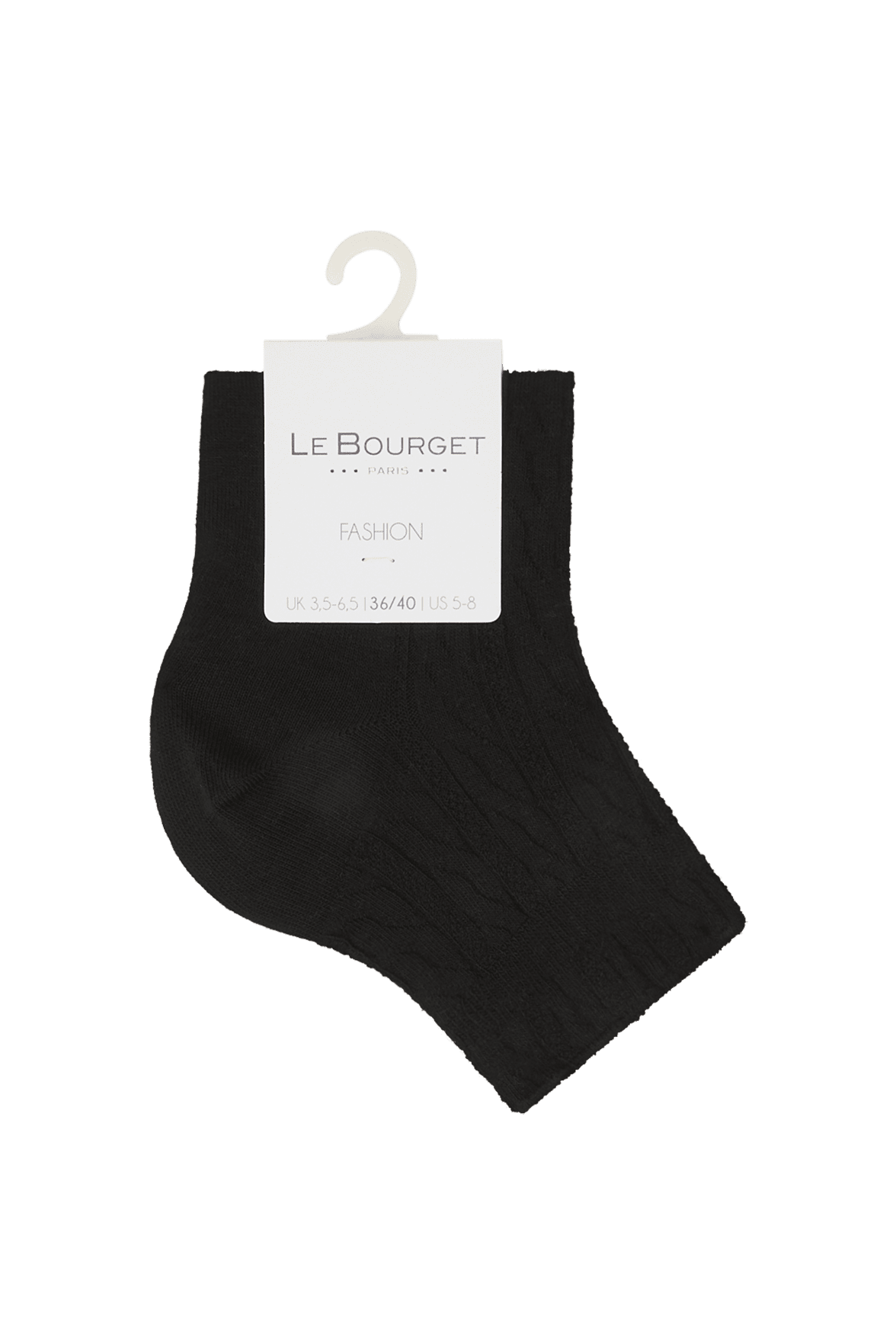 Socquettes Fantaisies Effet de Maille Torsades - Noir
