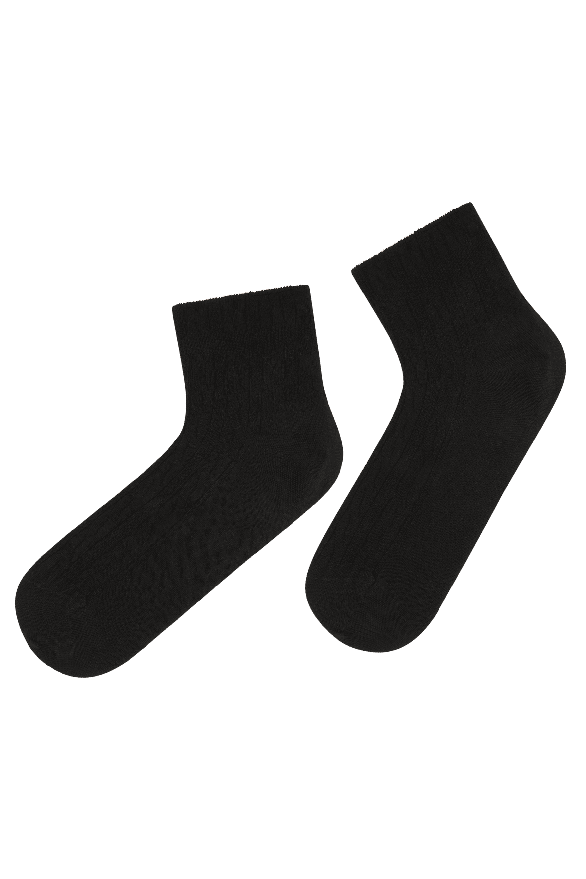 Socquettes Fantaisies Effet de Maille Torsades - Noir