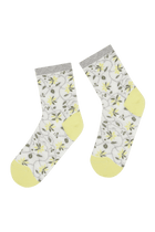 Socquettes Fantaisies Motif Floral - Jaune