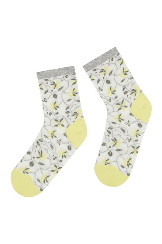 Socquettes Fantaisies Motif Floral - Jaune