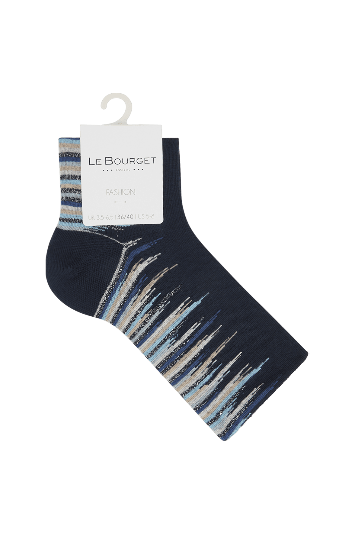 Socquettes Fantaisies Motif Effet Zèbre - Marine