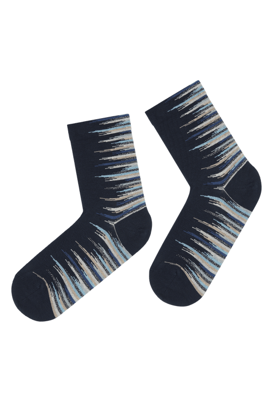Socquettes Fantaisies Motif Effet Zèbre - Marine
