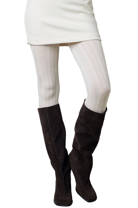 Collant Opaque Coton Fantaisie Motif Torsades Matière - Wool