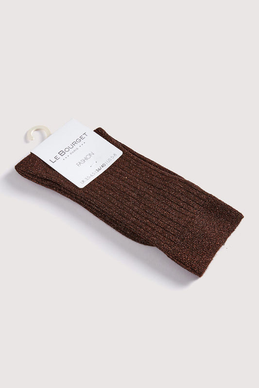 Chaussettes Fantaisies Côtelées Lurex - Bronze