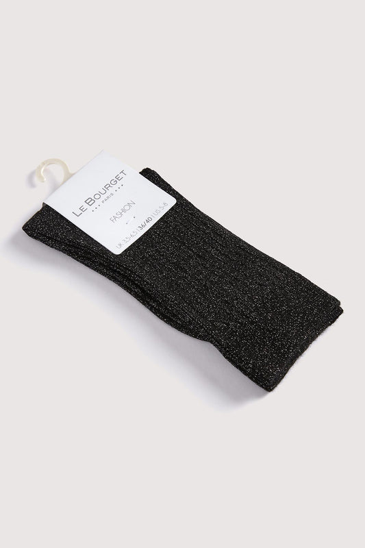 Chaussettes Fantaisies Côtelées Lurex - Noir