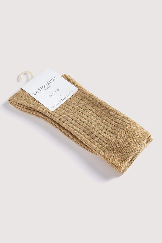 Chaussettes Fantaisies Côtelées Lurex - Or