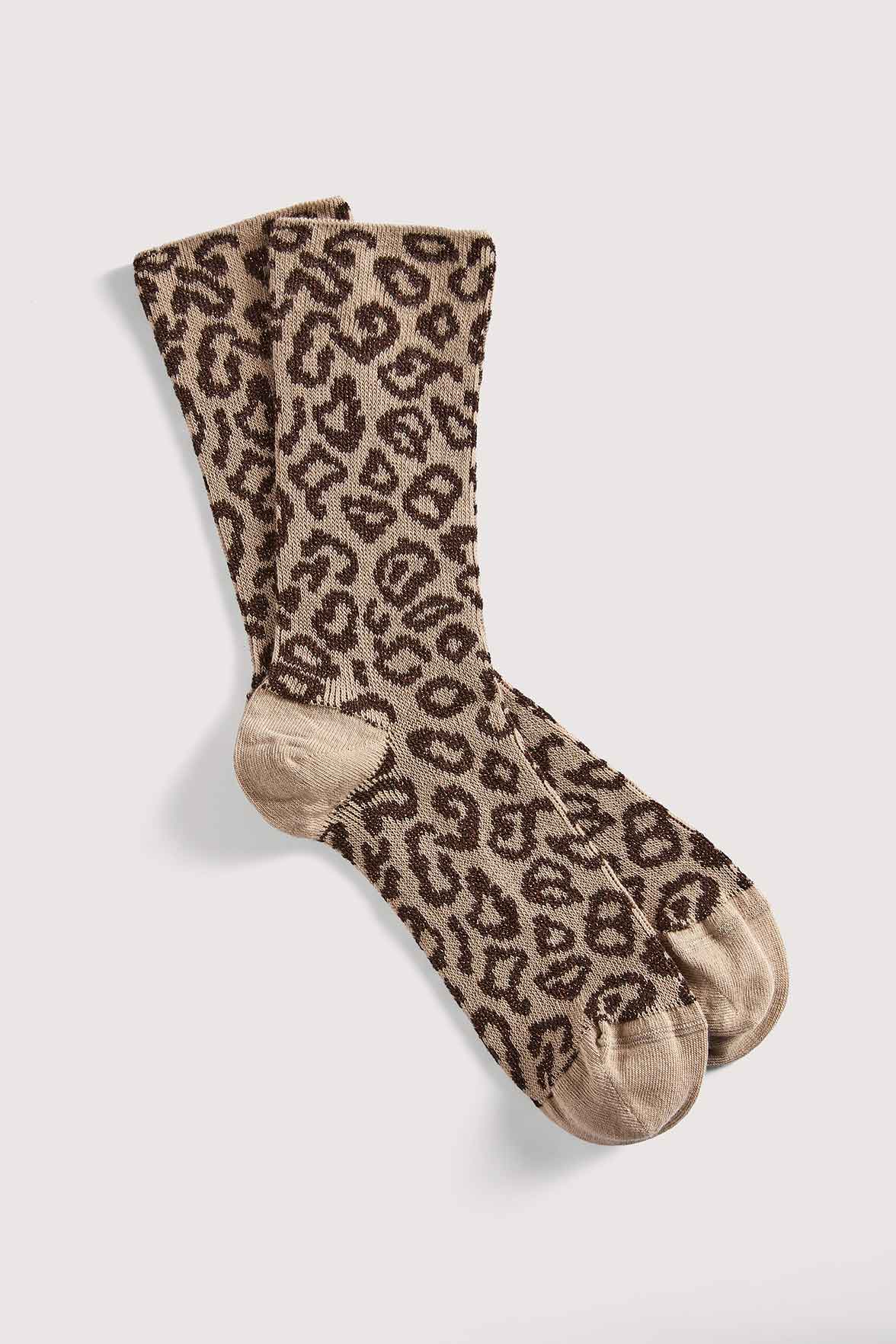 Chaussettes Fantaisies Motif Animalier Lurex - Beige
