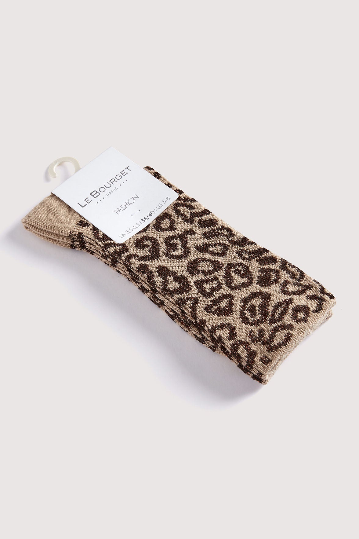 Chaussettes Fantaisies Motif Animalier Lurex - Beige