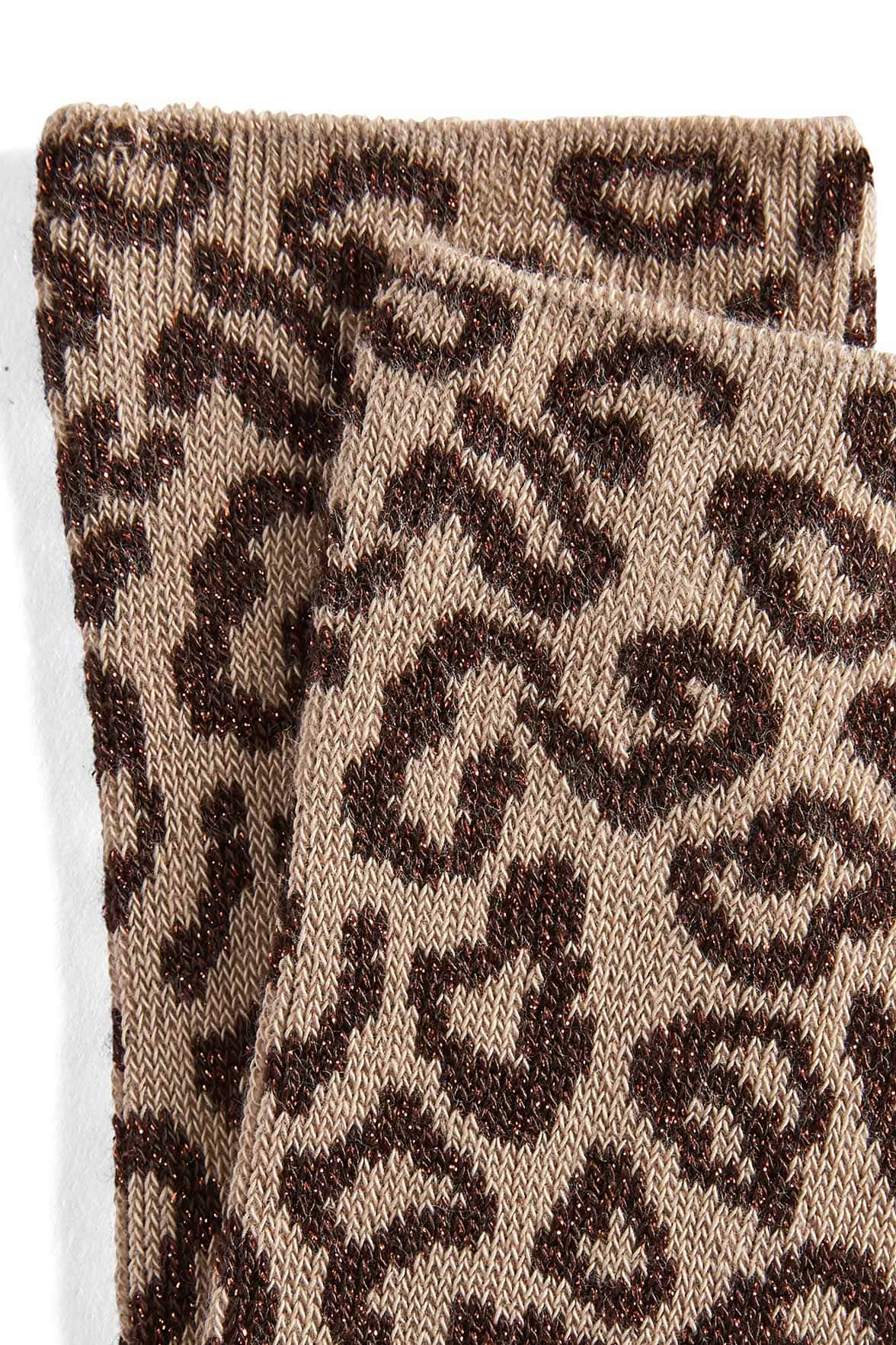 Chaussettes Fantaisies Motif Animalier Lurex - Beige