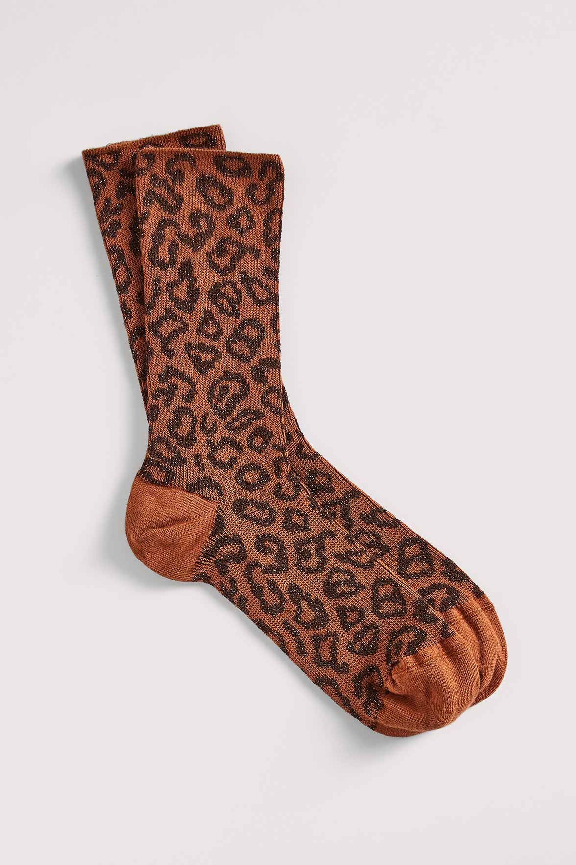Chaussettes Fantaisies Motif Animalier Lurex - Cacao