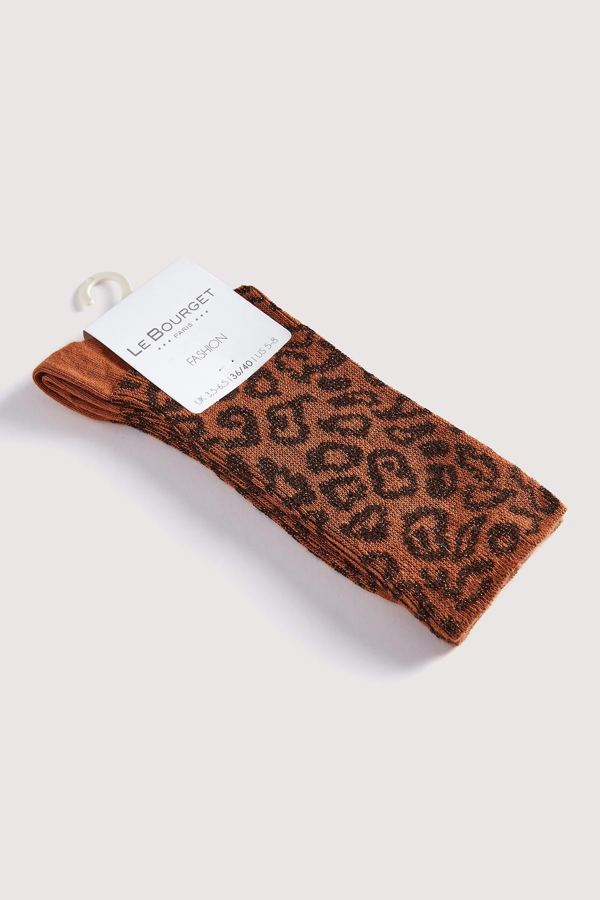 Chaussettes Fantaisies Motif Animalier Lurex - Cacao