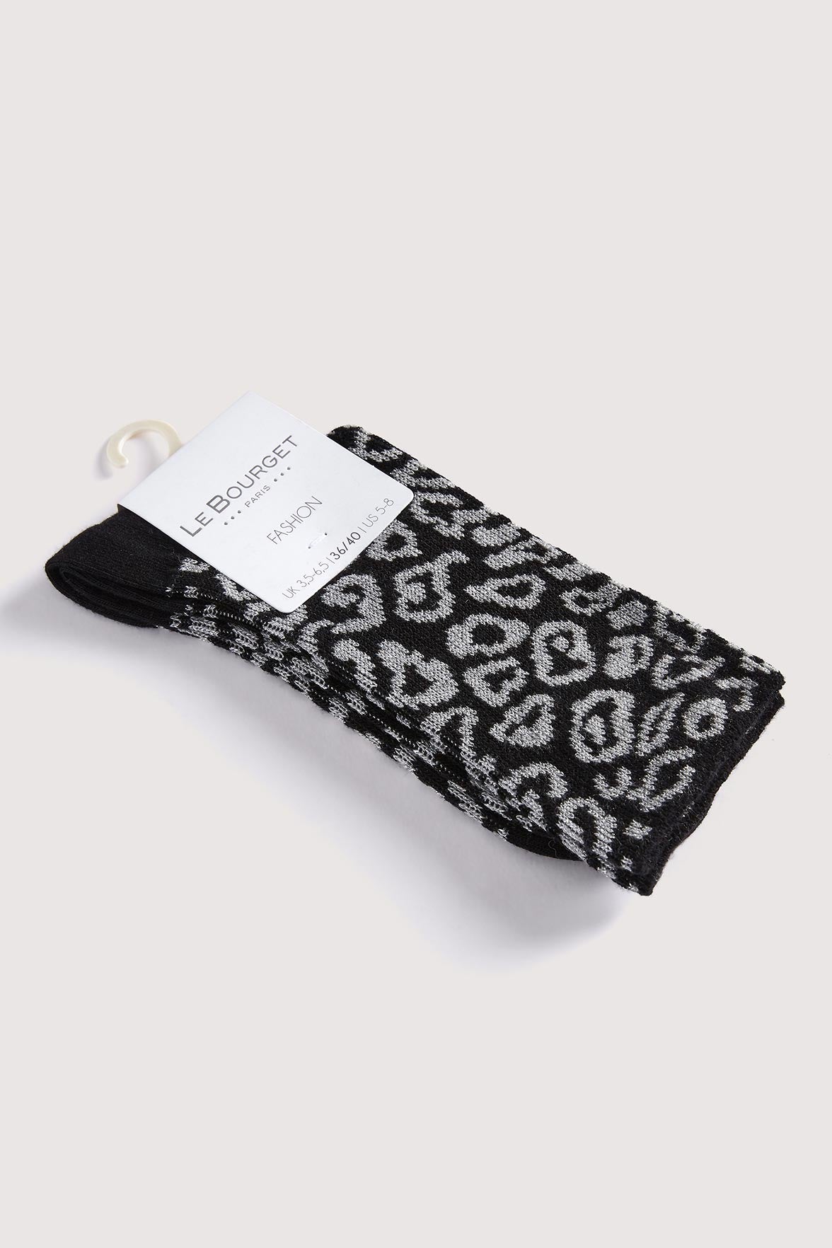 Chaussettes Fantaisies Motif Animalier Lurex - Noir Argent
