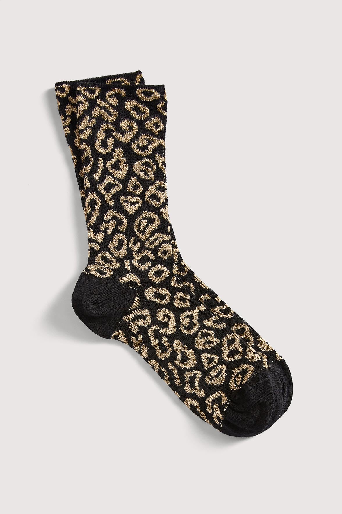 Chaussettes Fantaisies Motif Animalier Lurex - Noir Or