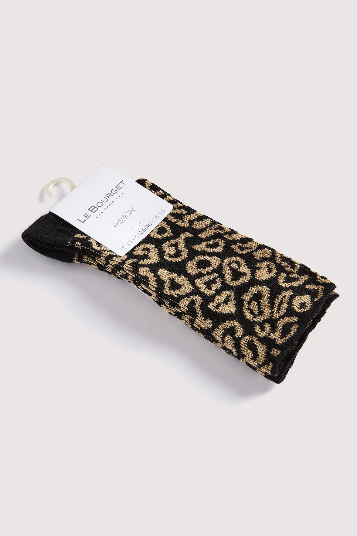 Chaussettes Fantaisies Motif Animalier Lurex - Noir Or