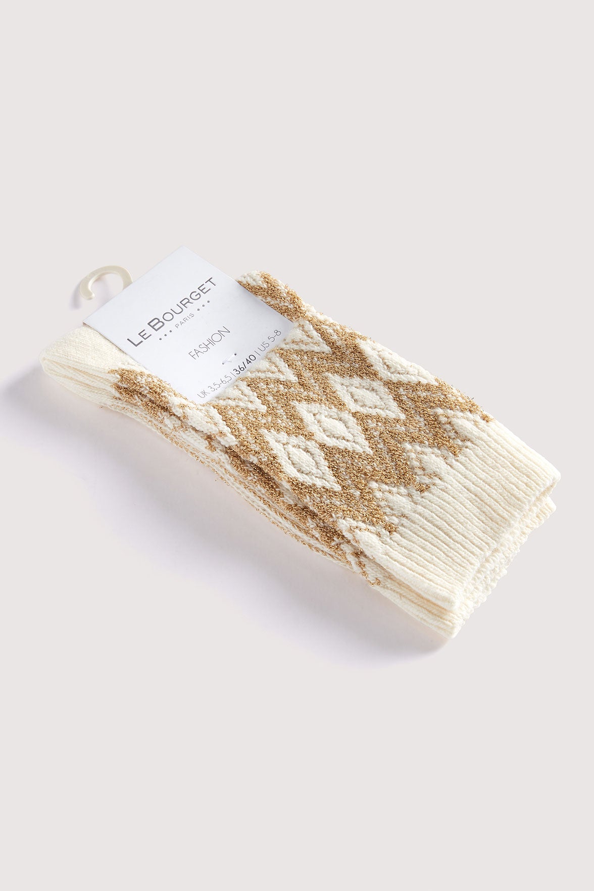 Chaussettes Fantaisies Motif Géométrique Lurex - Naturel