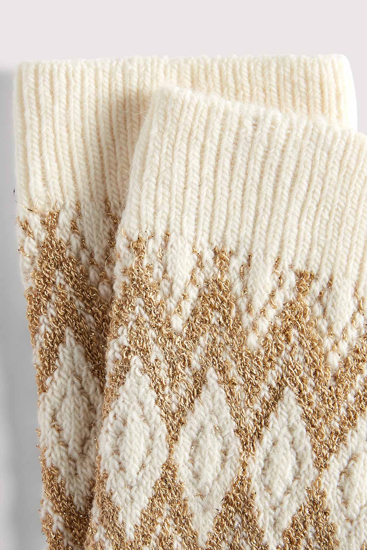 Chaussettes Fantaisies Motif Géométrique Lurex - Naturel