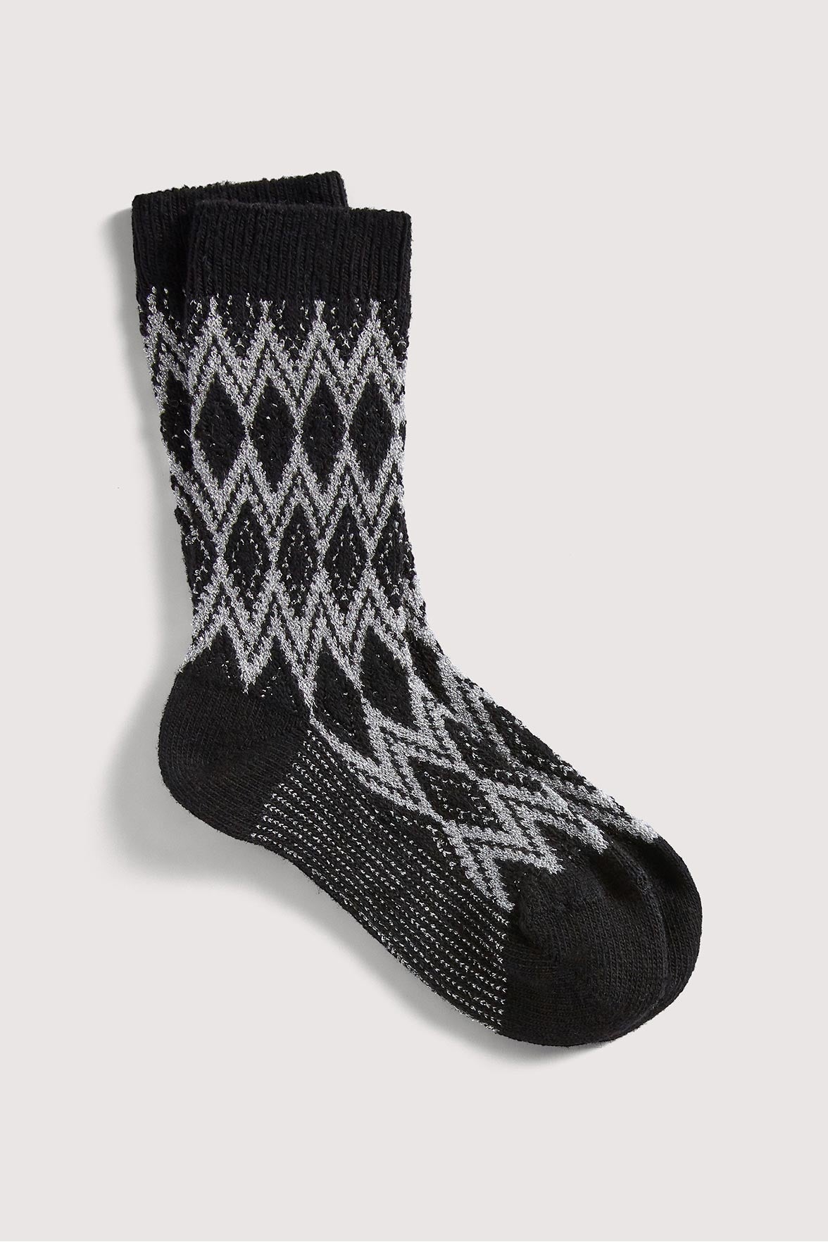Chaussettes Fantaisies Motif Géométrique Lurex - Noir