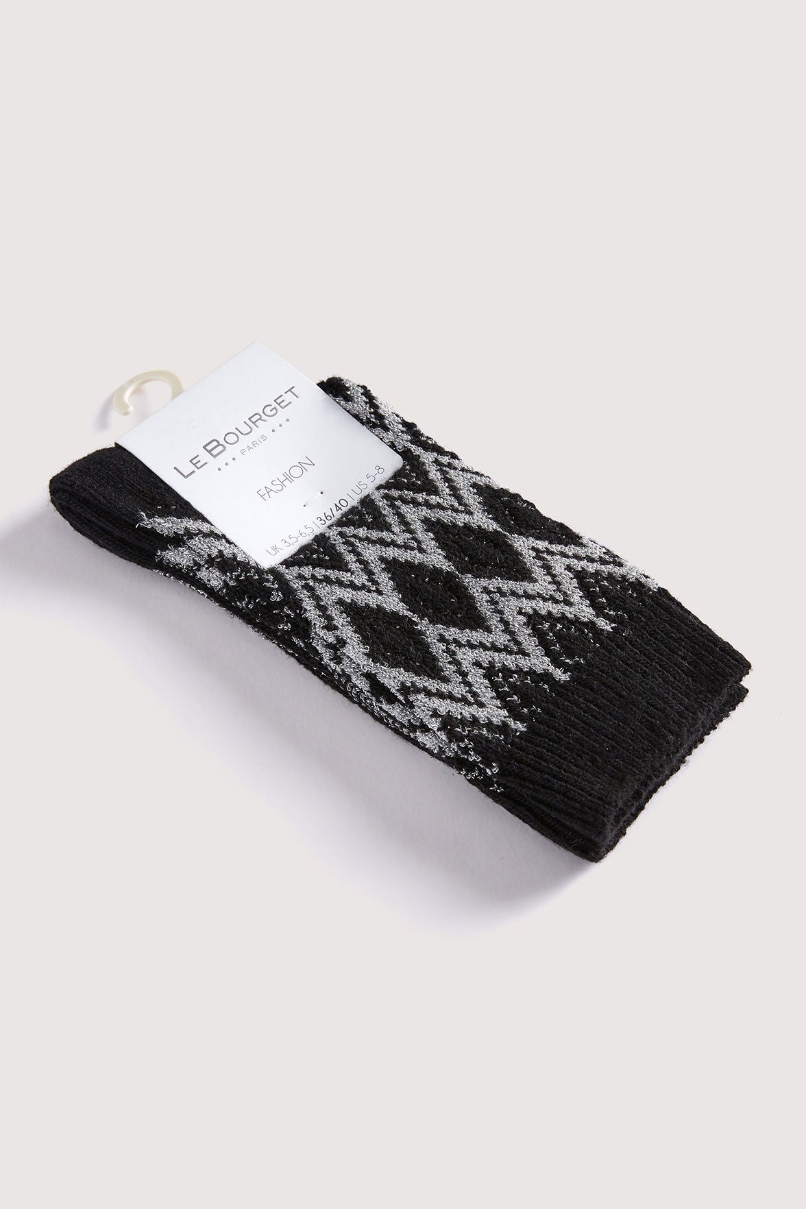 Chaussettes Fantaisies Motif Géométrique Lurex - Noir
