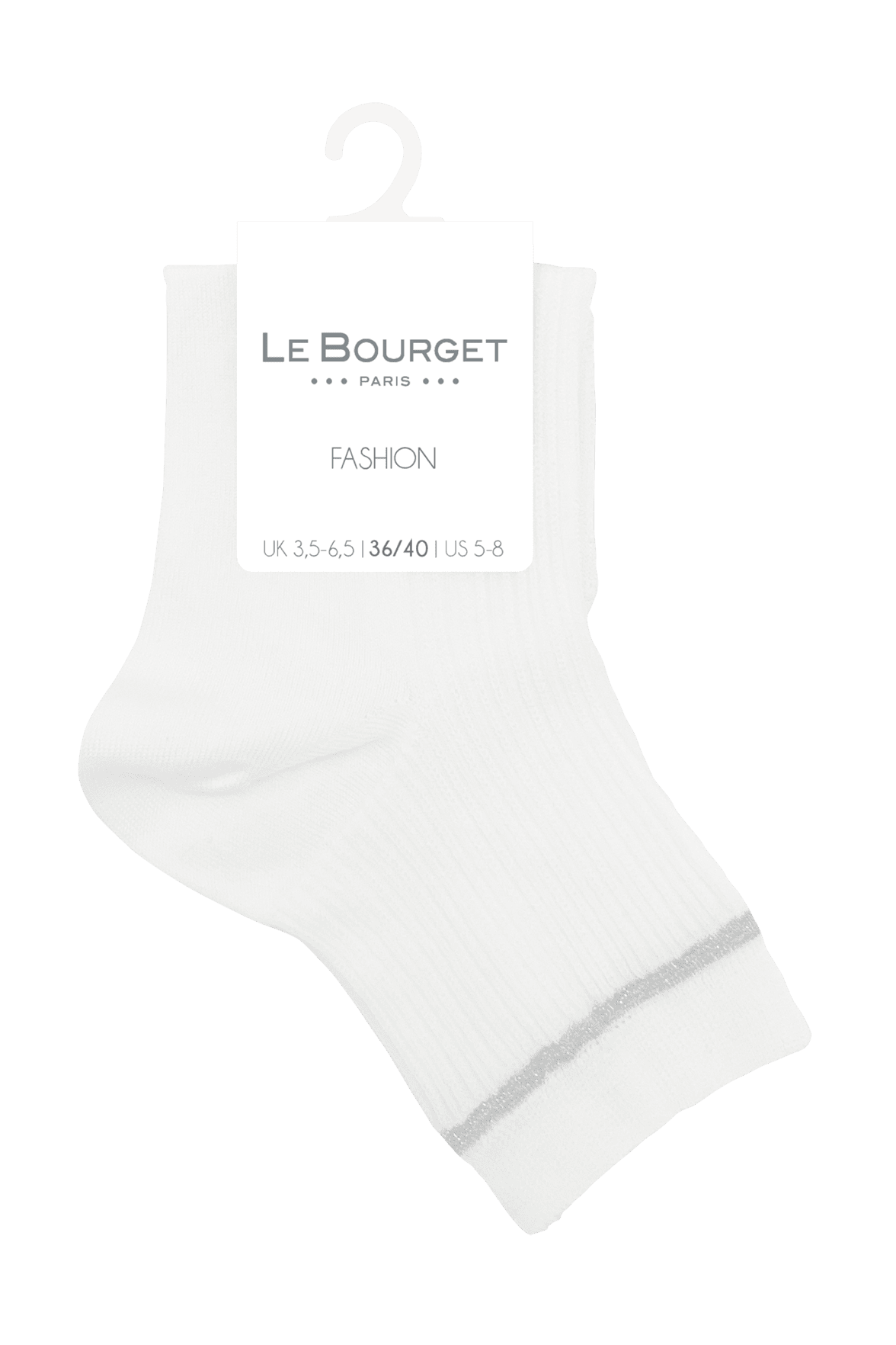 Socquettes Côtelées avec Bande de Lurex - Blanc